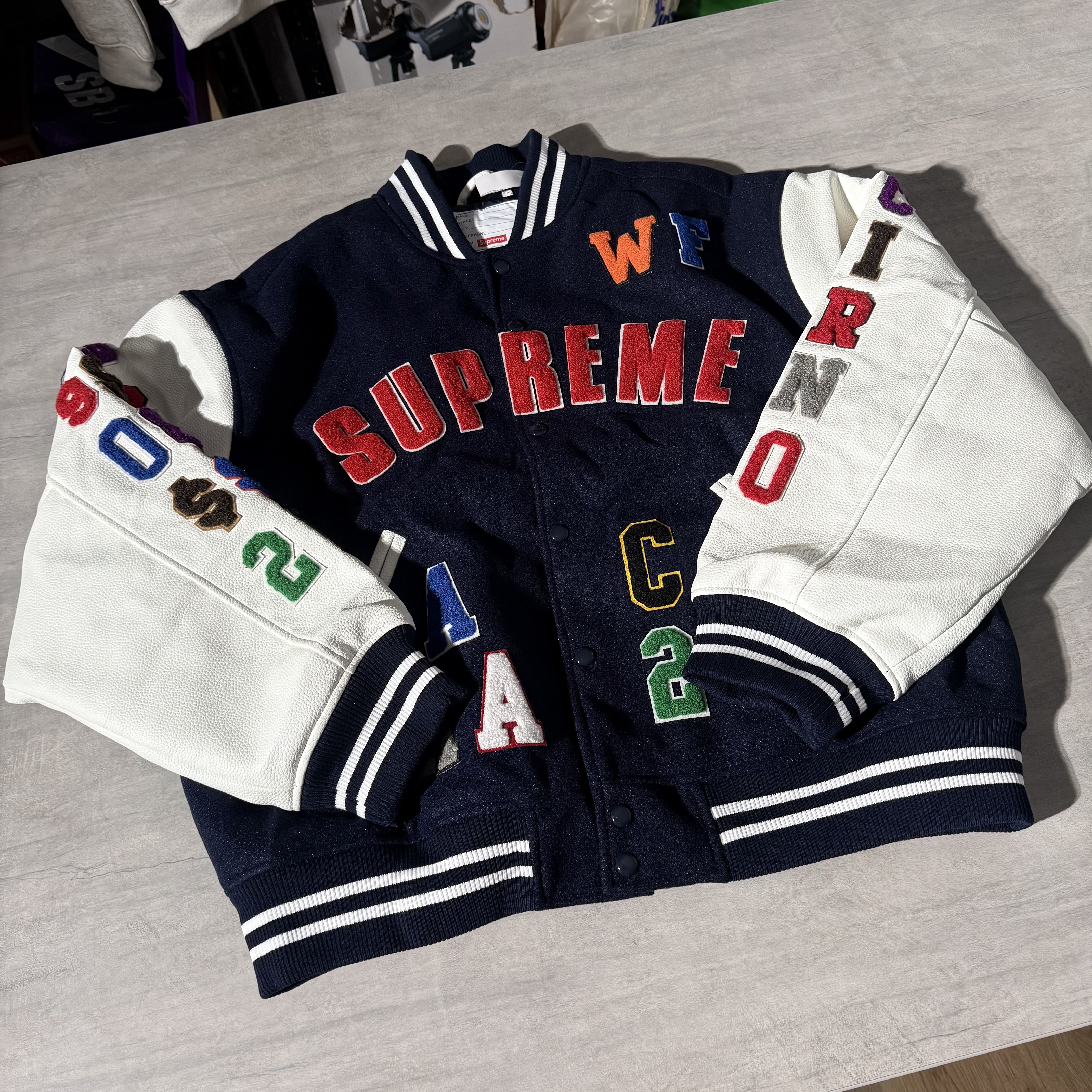 Supreme Praises Varsity Jacket Navy