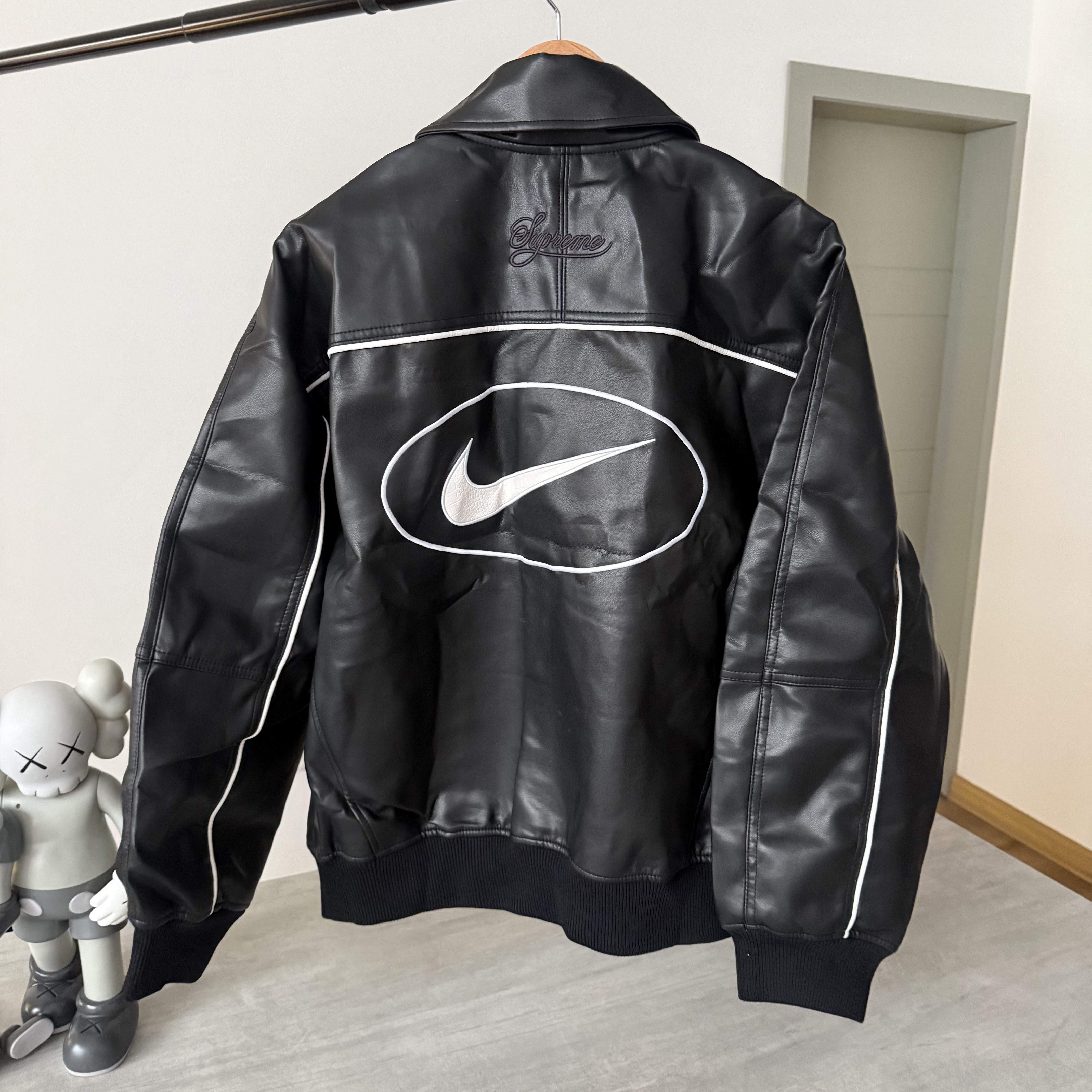 Supreme x Nike Leather Varsity Jacket Black