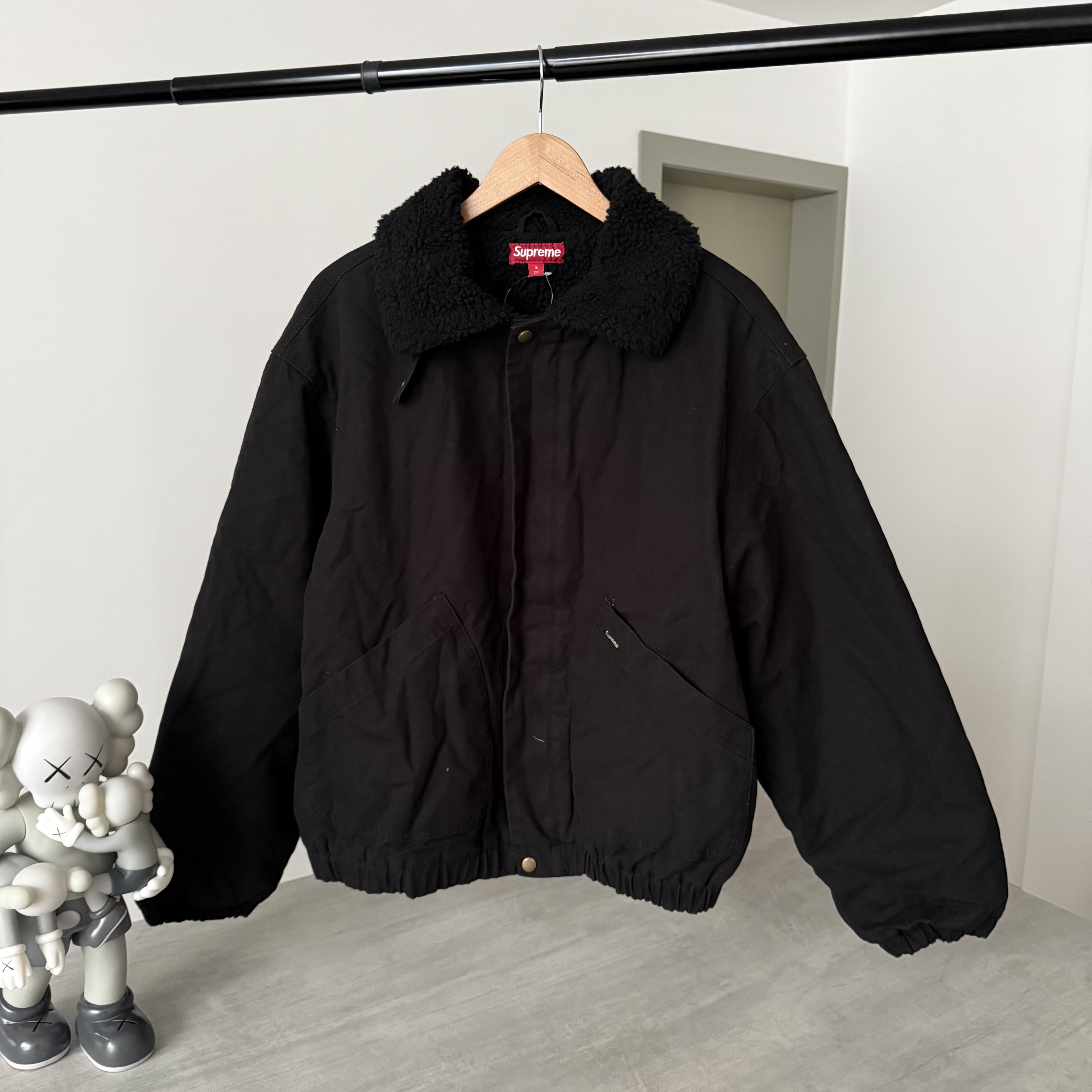 Supreme Faux Shearling Lined Bomber Jacket Black