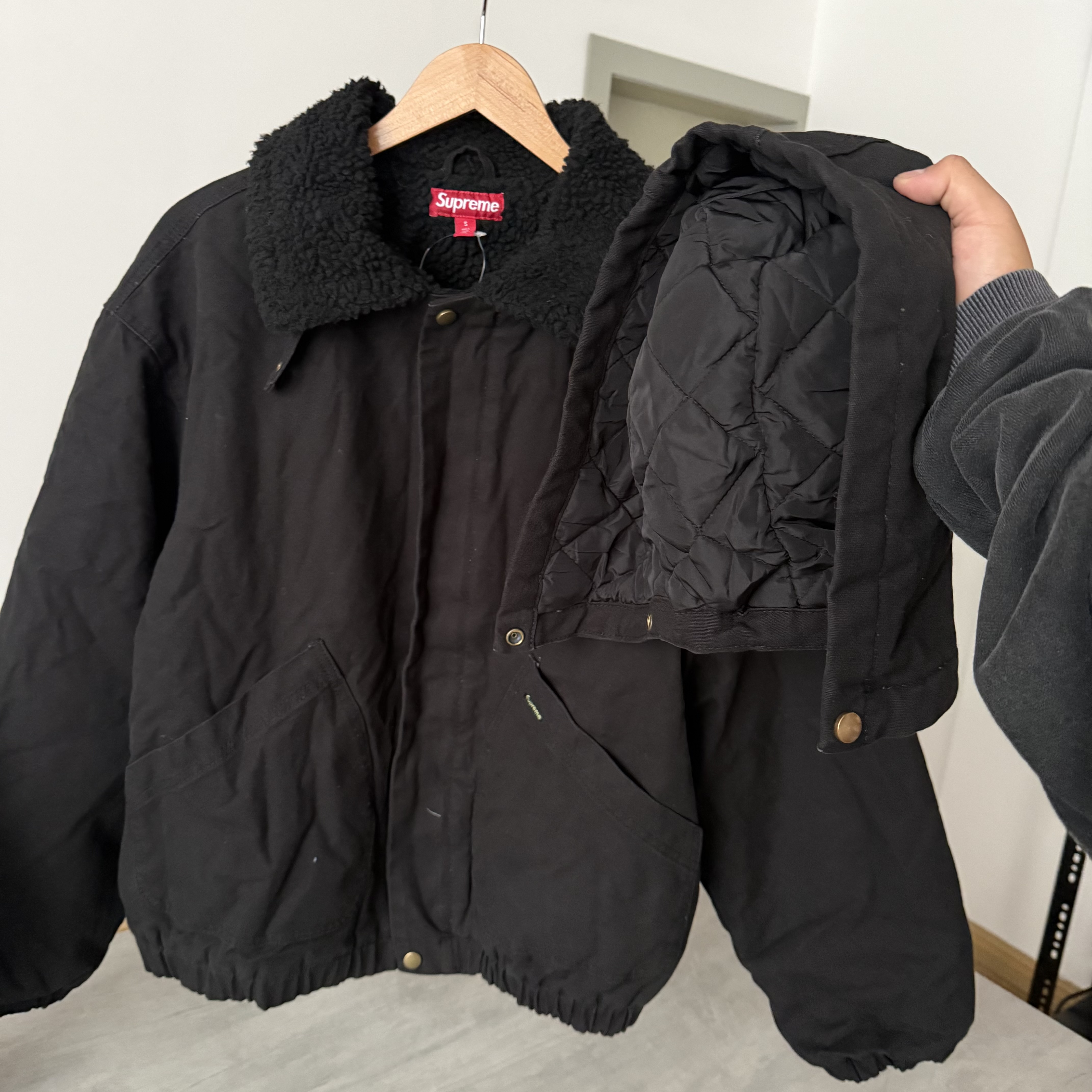 Imagen 2 de Supreme Faux Shearling Lined Bomber Jacket Black